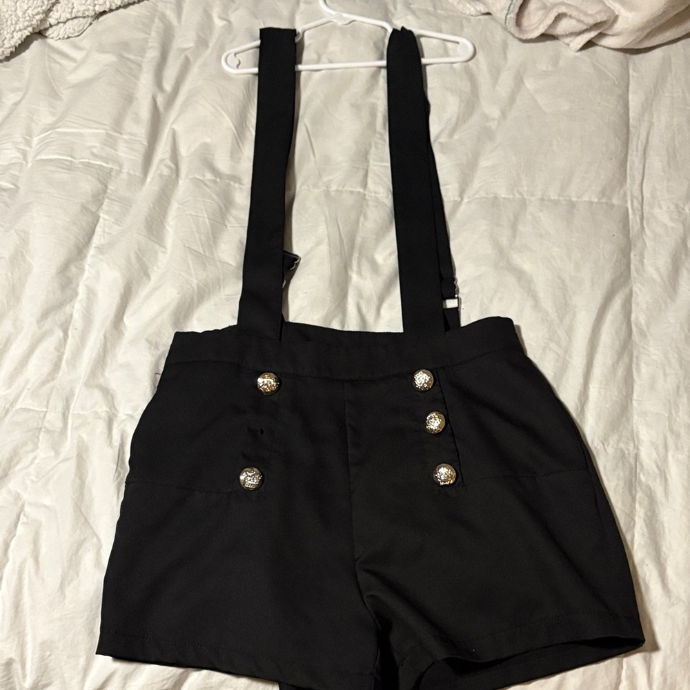Stylish Black Women's Suspender Shorts